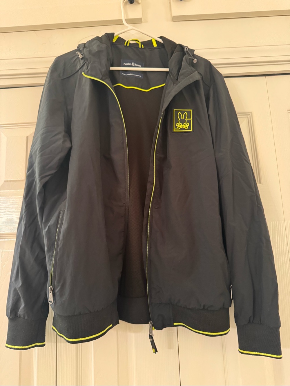 Psycho Bunny Navy Hooded Jacket with Neon Green  Trim